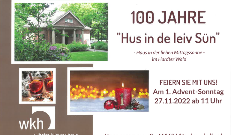 Wilhelm Kliewer Haus: Einladung zu 100 Jahre Villa am 1. Advent 2022